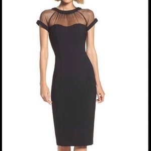NWOT Maggy London illusion  Sheath  black midi